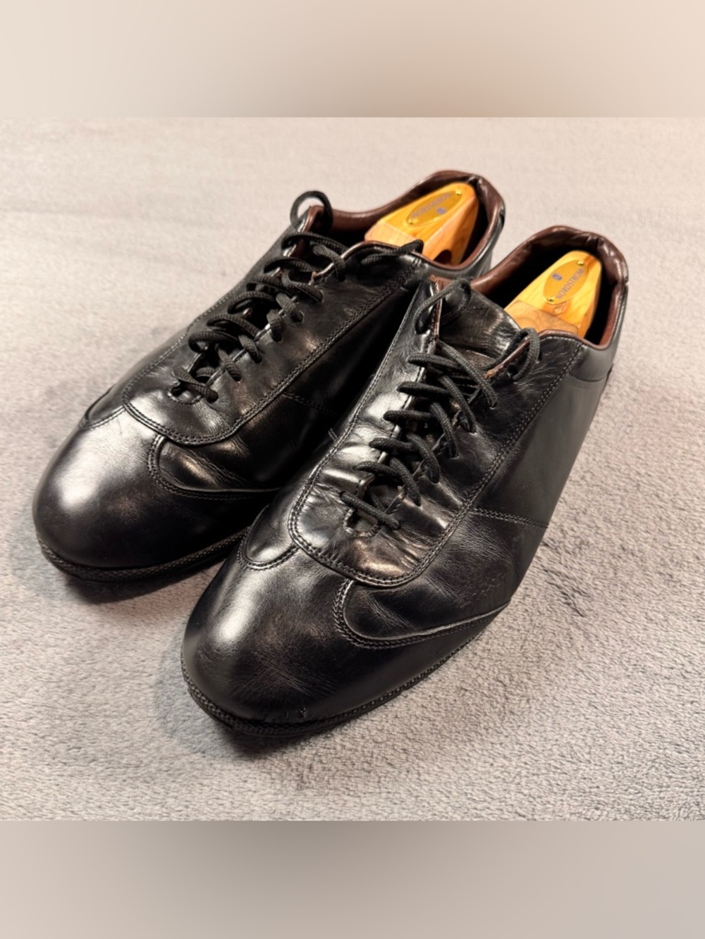 Allen Edmonds Mitchell Men's Black Leather Slip-On Sneakers - Picture 4 of 11